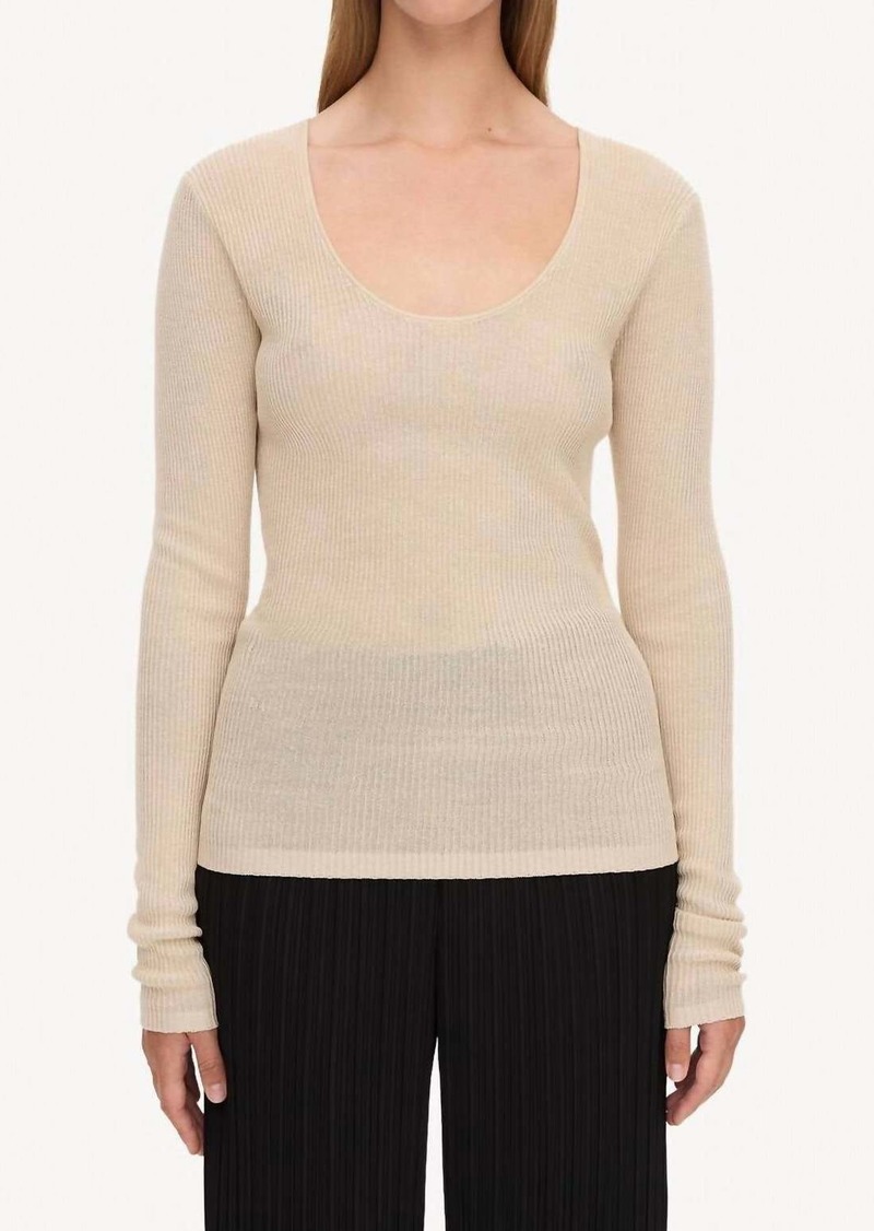 By Malene Birger Rinah Rib Knit Ls Top In Wood