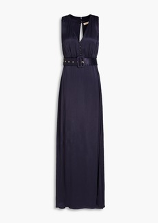 byTiMo - Belted satin-crepe maxi dress - Blue - XS