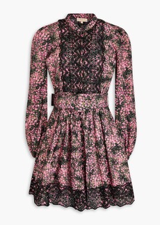 byTiMo - Broderie anglaise-trimmed floral print cotton mini dress - Pink - XS