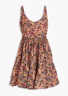 byTiMo - Gathered floral-print crepe de chine mini dress - Pink - S