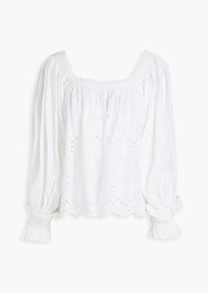 byTiMo - Gathered broderie anglaise cotton blouse - White - S