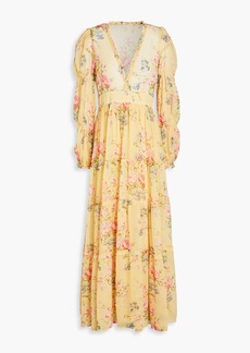 byTiMo - Gathered floral-print crepon maxi dress - Yellow - XL