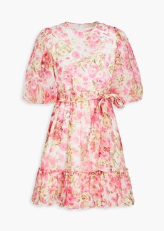 byTiMo - Gathered floral-print organza mini dress - Pink - S