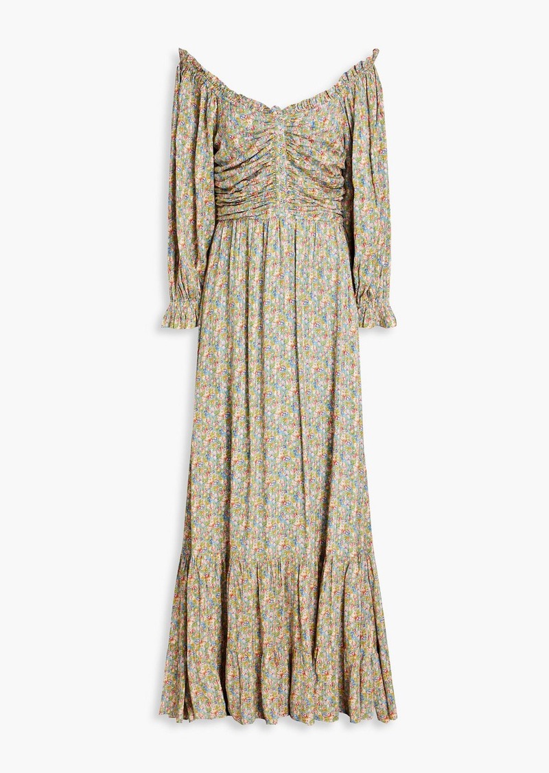 byTiMo - Ruched floral-print jacquard maxi dress - Green - XS
