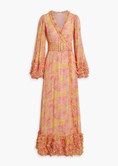 byTiMo - Ruffled floral-print georgette maxi wrap dress - Pink - M
