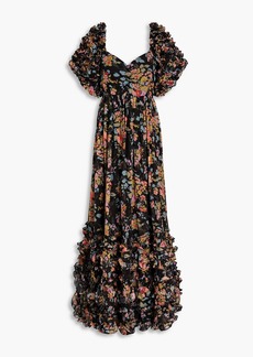 byTiMo - Ruffled floral-print chiffon maxi dress - Black - XS