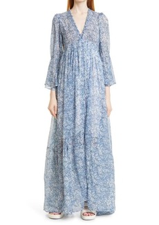 byTiMo Floral Print Chiffon Maxi Dress in Petite Blue at Nordstrom