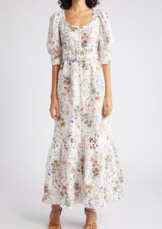 byTiMo Floral Ruffle Belted Linen & Cotton Dress