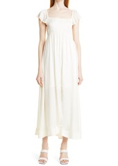 byTiMo Square Neck Flounce Sleeve Midi Dress in Vintage at Nordstrom