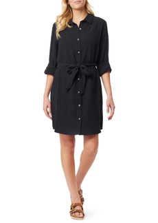 C & C California Charlie Long Sleeve Cotton Double Gauze Shirtdress in Black Night at Nordstrom Rack
