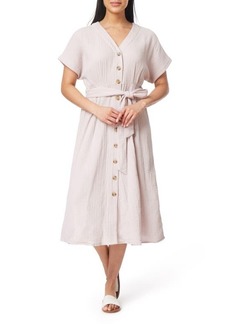 C & C California Grace Button Front Cotton Gauze Midi Dress