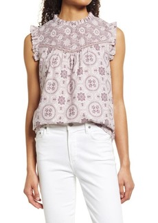 C & C California Tisbury Floral Cotton Voile Blouse in Hushed Violet Print Mix at Nordstrom