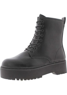C & C California Lucie Womens Faux Leather Lug Sole Combat & Lace-up Boots