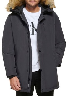 Calvin Klein Arctic Faille Faux Fur Hooded Jacket