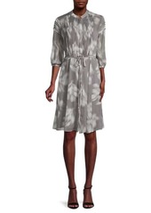 Calvin Klein Belted Abstract-Print Dress
