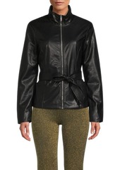 Calvin Klein Belted Faux Leather Moto Jacket