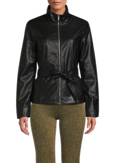 Calvin Klein ​Belted Faux Leather Moto Jacket