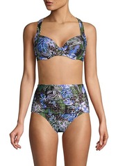 Calvin Klein Botanical & Cheetah-Print Halter Bikini Top