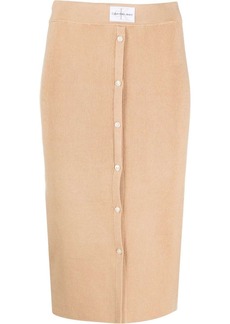 Calvin Klein buttoned rib-knit pencil skirt