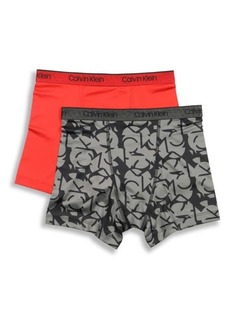 Calvin Klein 2-Pack Performance Boxer Briefs in Black Fracture/Berry Sangria at Nordstrom