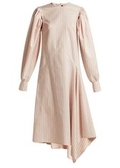 Calvin Klein Pinstriped silk and cotton-blend midi dress