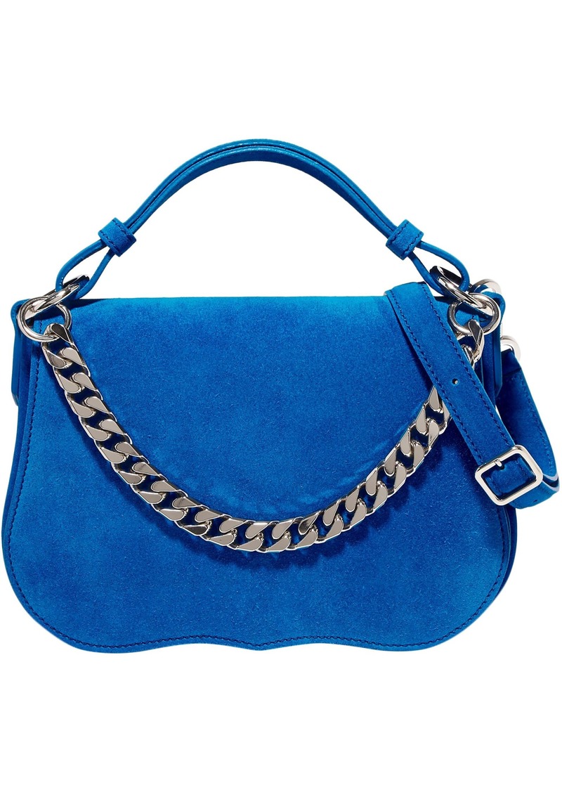 Calvin Klein 205w39nyc Woman Chain-trimmed Suede Shoulder Bag Blue