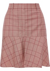 Calvin Klein 205w39nyc Woman Fluted Prince Of Wales Checked Wool Mini Skirt Red