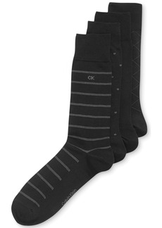 Calvin Klein 4-Pack Patterned Dress Socks - Black