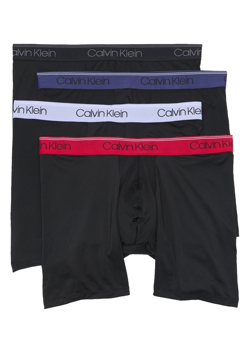 Calvin Klein Assorted 4-Pack Chromatic Micro Stretch Performance Boxer Briefs in Black/Blue/Red at Nordstrom