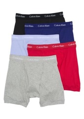 Calvin Klein Assorted 5-Pack Cotton Boxer Briefs in Black/Blue/Red/Grey at Nordstrom