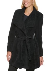 Calvin Klein Petite Asymmetrical Belted Wrap Coat, Created for Macy's