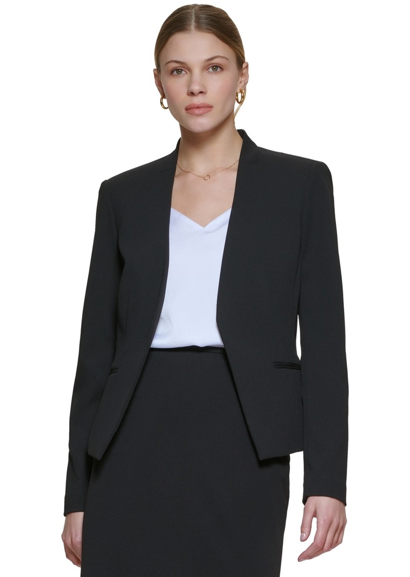 Calvin Klein Asymmetrical Open-Front Blazer, Regular and Petite Sizes - Black