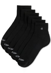 Calvin Klein Athleisure Men's Solid Cushion Quarter Socks, Six Pairs - White