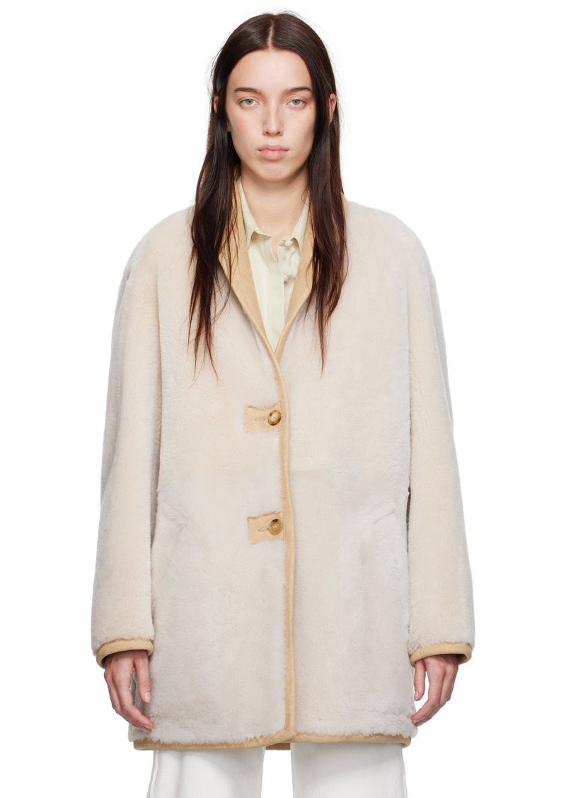 Calvin Klein Beige Halo Shearling Coat