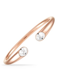Calvin Klein Brilliant Rose Gold PVD-Plated Stainless Steel White Crystal Open Bangle Bracelet