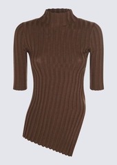 CALVIN KLEIN BROWN YELP STRETCH CUT OUT SWEATER