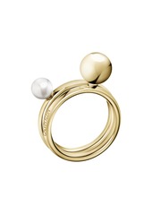 Calvin Klein Bubbly Stainless Steel and Pvd Champagne Gold White Imitation Pearl Ring