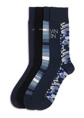 Calvin Klein Camo, Stripe and Solid Crew Socks, Pack of 4