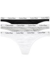 Calvin Klein Carousel Cotton 3-Pack Thong Underwear QD3587 - Black/White/Grey Heather