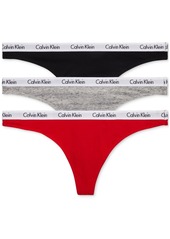 Calvin Klein Carousel Cotton 3-Pack Thong Underwear QD3587 - Black/White/Grey Heather