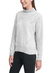 Calvin Klein Chenille Mock-Neck Pointelle Sweater