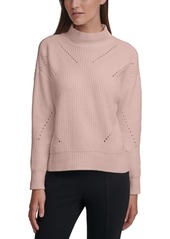 Calvin Klein Chenille Mock-Neck Pointelle Sweater