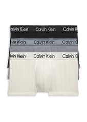 Calvin Klein Cotton Stretch Low Rise Stencil Logo Waistband Trunks, Pack of 3