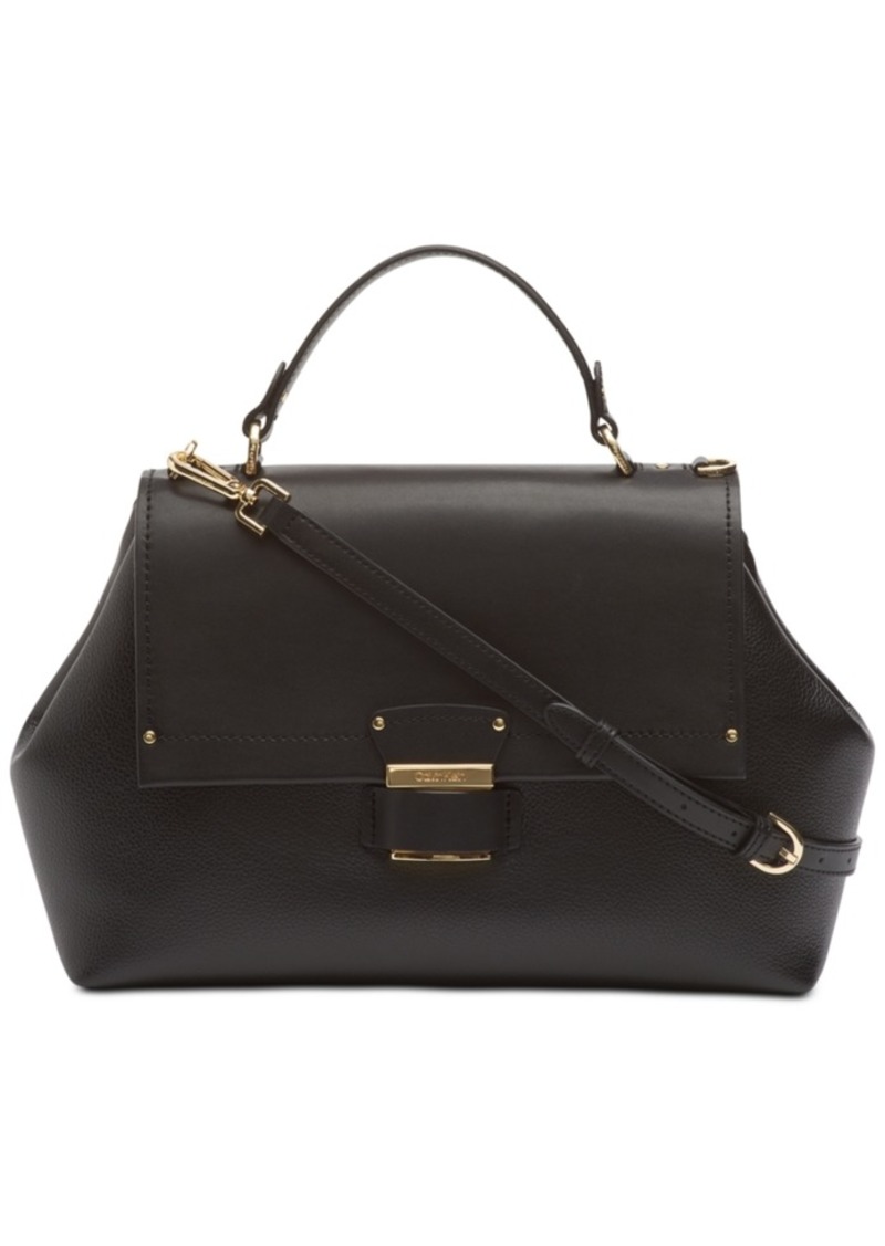 calvin klein delancy leather satchel