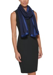 Calvin Klein Elegant Satin-Trim Chiffon Evening Wrap - Navy