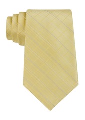 Calvin Klein Etched Large Grid Windowpane Slim Tie - Yellow