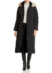 Calvin Klein Faux Fur Trim Long Quilted Coat