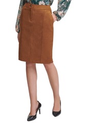 Calvin Klein Faux-Suede Pencil Skirt
