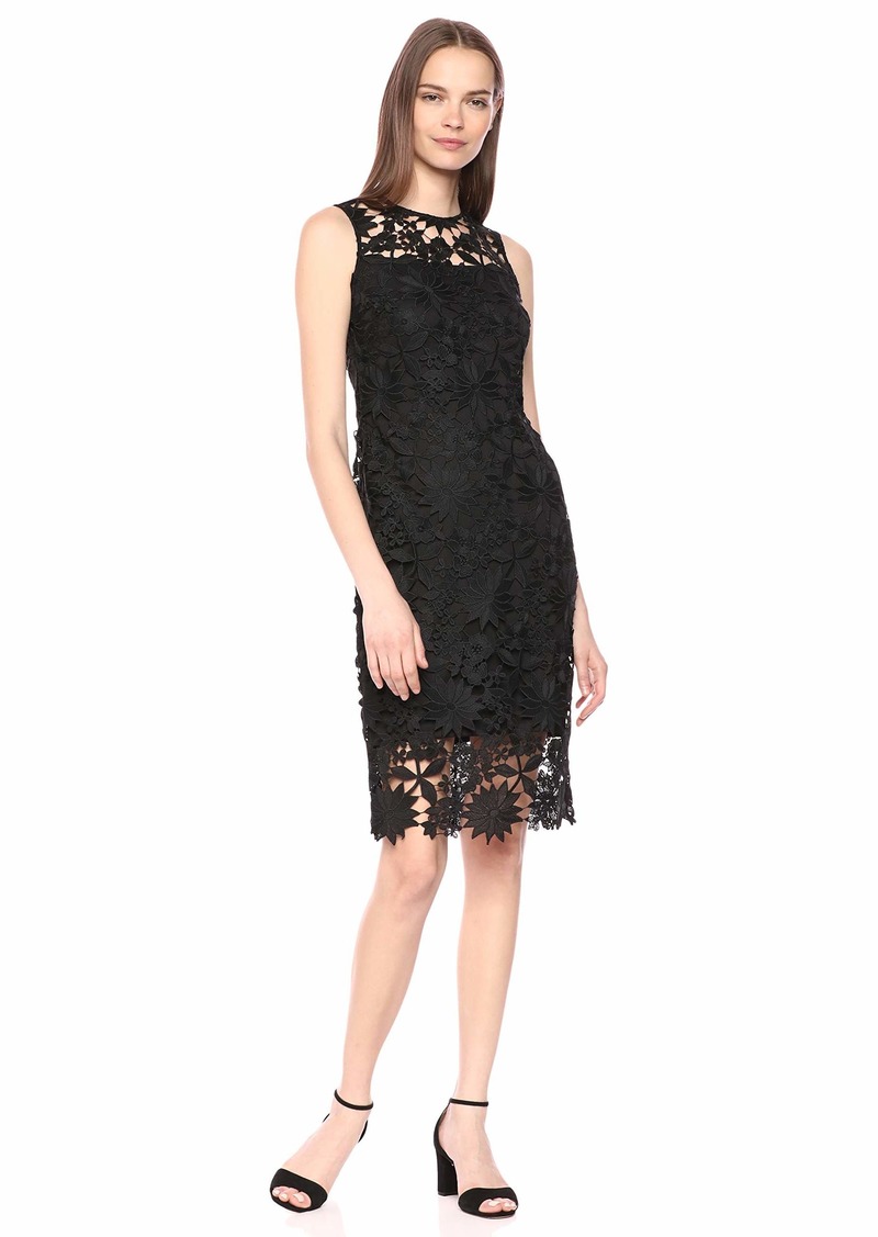 calvin klein floral embroidered sheath dress