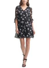 Calvin Klein Floral-Print Chiffon A-Line Dress